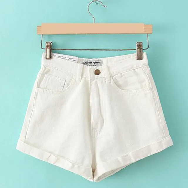 europe and the united states retro high-waisted rolled denim shorts women 2021 summer high-waisted baggy skinny hip hot pants trend