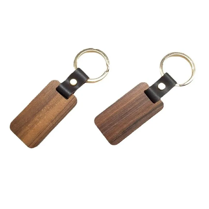 custom logo engraved name promotional souvenir craft blank key chain house key ring wooden wood keychain b1719313804