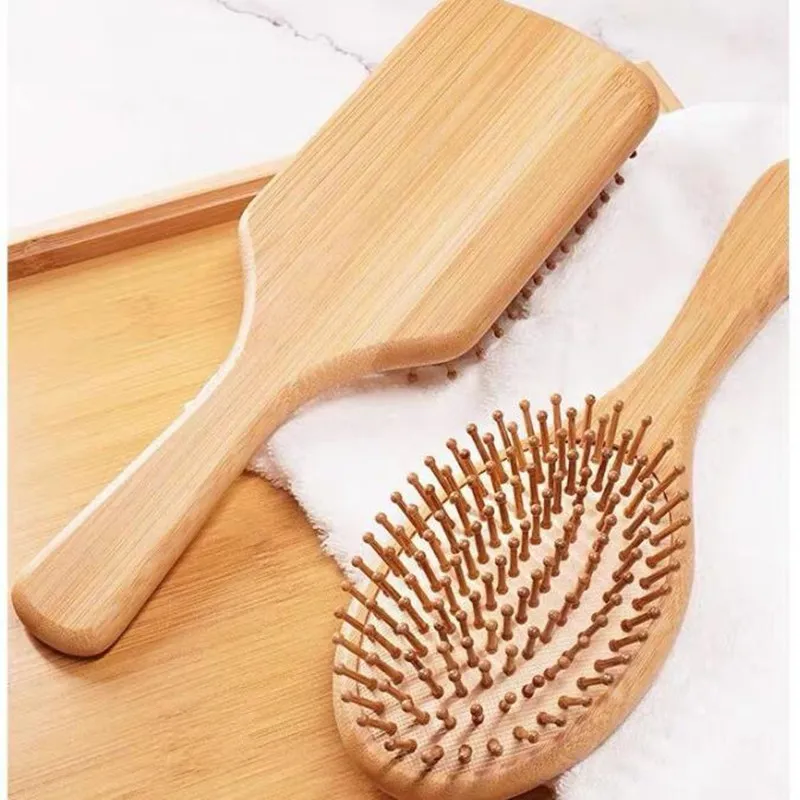 Air cushion Comb Hairdressing Wood Massage Hairbrush Hairbrush Paddle Comb Easy For Wet or Dry Use Flexible bristles All Hair Types Long Thick Curly