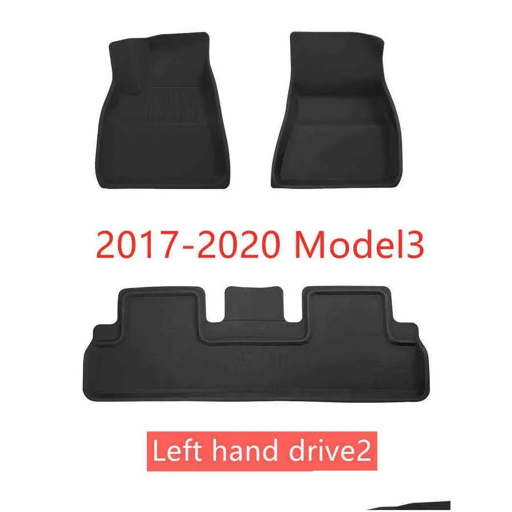 Floor Mats & Carpets For Tesla Model 3 2021 Floor Mat Waterproof Non-Slip Modified Model3 Accessories 3Pcs/Set Fly Surrounded Special Dhjfp