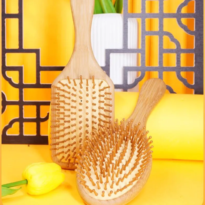 Air cushion Comb Hairdressing Wood Massage Hairbrush Hairbrush Paddle Comb Easy For Wet or Dry Use Flexible bristles All Hair Types Long Thick Curly