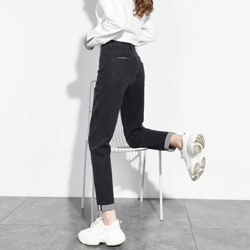 autumn and winter jeans women high-waisted slimming feet harlan pants women radish pants 40 yards