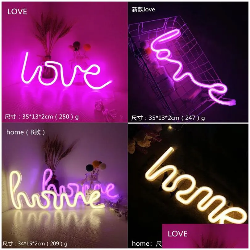 multi styles neon light signs wall decor led lamp rainbow battery or usb operated table night lights for girls children baby room