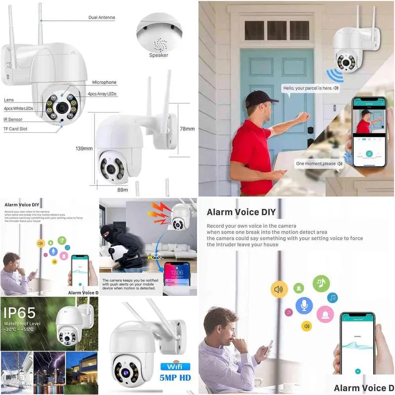 ip camera 5mp hd outdoor ai human detection audio 3mp wireless security cctv camera p2p digital zoom surveillance wifi camera aa220315