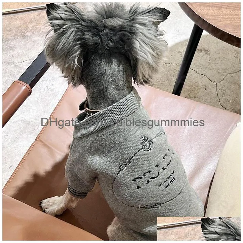 fashion crew neck dog sweater designer dog cat print thin knitwear schnauzer bichon corgi teddy pet sweatshirt