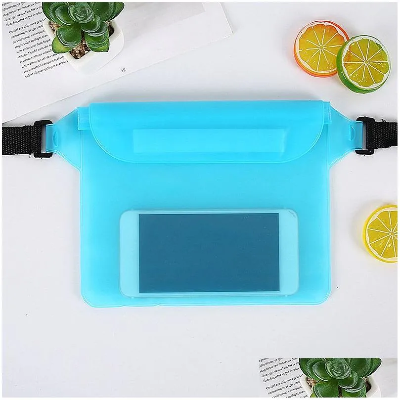 the three-layer sealed storage bag pvc waterproof waist bag outdoor beach mobile phone waterproof bag