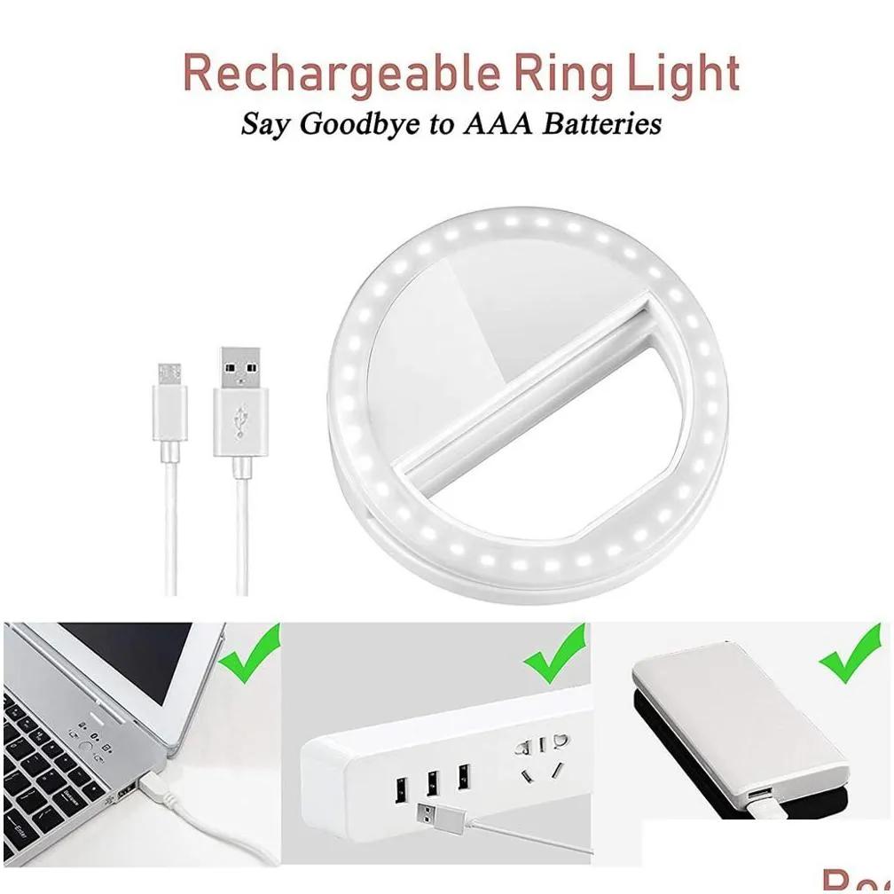 lumiere led selfie ring light novelty led lights decor mobile phone po night light ring lamp with clip5526126