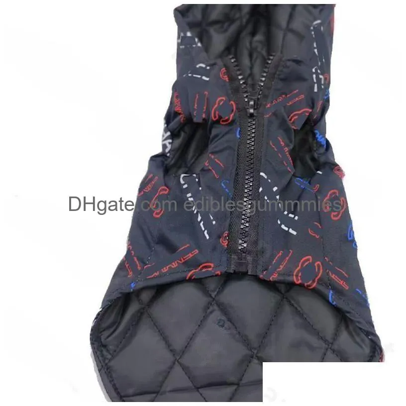 black printed dog vest casual luxury windproof zipper hooded jacket designer thicken warm hoodies coats puppy