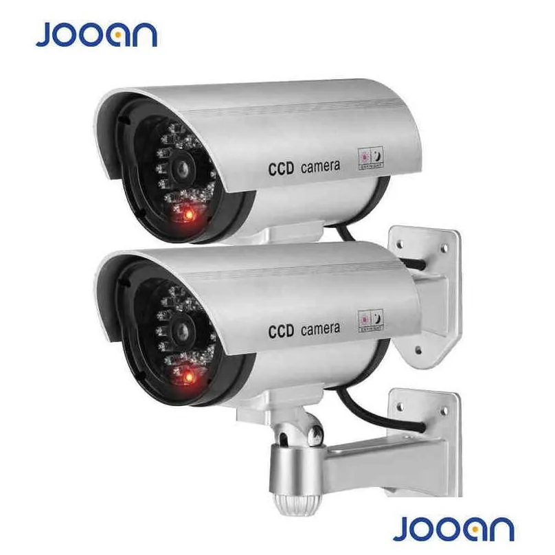 jooan outdoor dummy camera surveillance wireless led light fake camera home cctv security camera simulated video surveillance aa220315