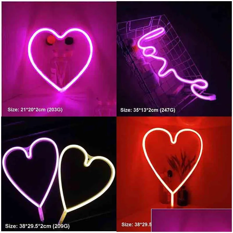 led neon sign smd2835 indoor night light love heart rainbow cat home lighting model usb decorations table lamps for holiday xmas party