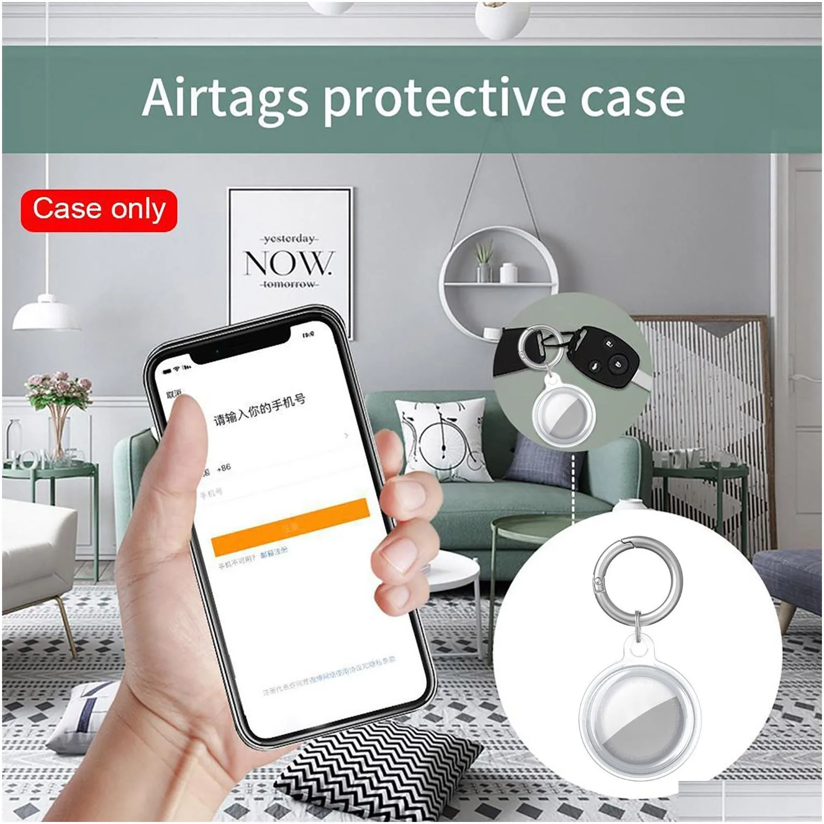 airtag loop tpu case clear soft full protector cover for airtags locator anti-lost device keychain protective sleeve smart accessories