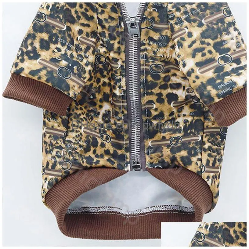 leopard print dog jacket fashion warm windproof zipper coat schnauzer bichon corgi teddy clothing