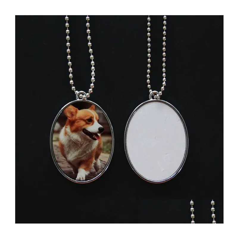 metal dogs tag pendant for blank sublimation ink transfer printing heat press diy both sides can print with chain