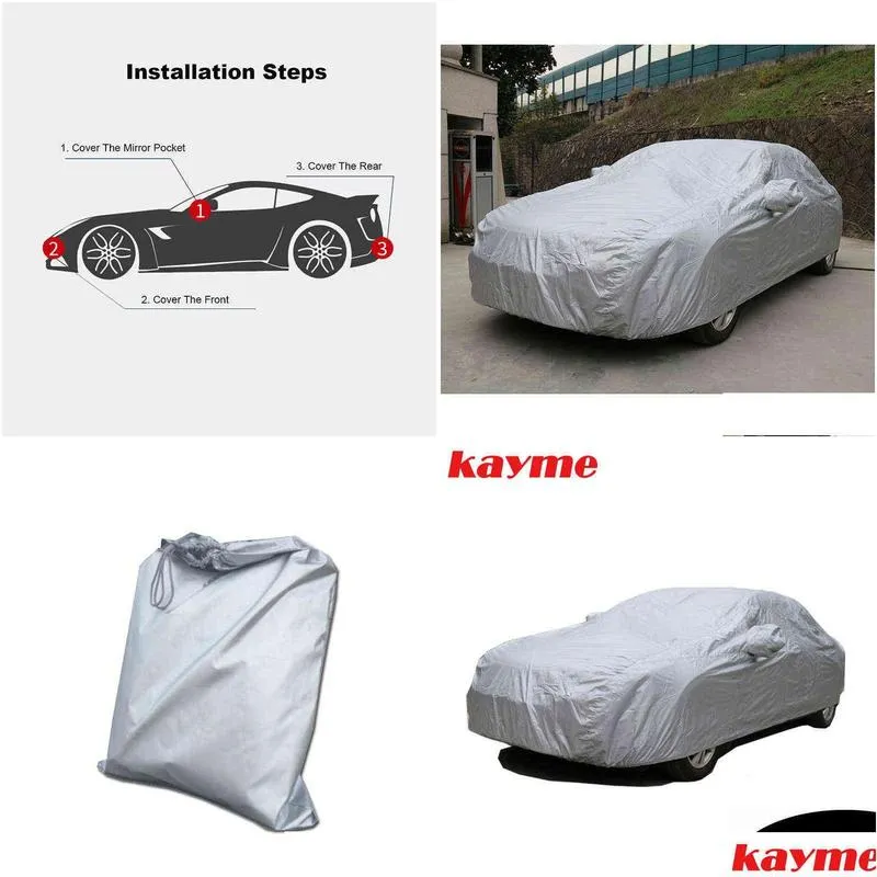 kayme full car covers dustproof outdoor indoor uv snow resistant sun protection polyester cover universal for bmw h220425