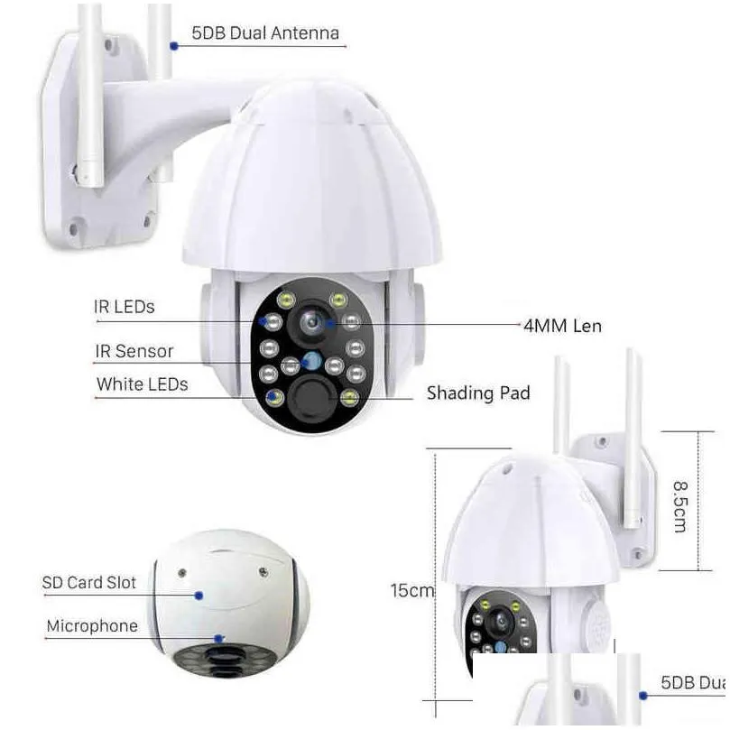 3mp ip camera wifi audio speed dome ptz security camera ir night vision p2p wireless cctv camara with sd card slot aa220315