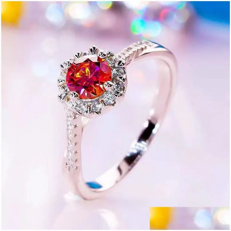 The Classic Pt950 Platinum Twisted Arm Diamond Ring For Women S925 Dazzling Group With Mosan Pigeon Red Drop Delivery Dhxaq