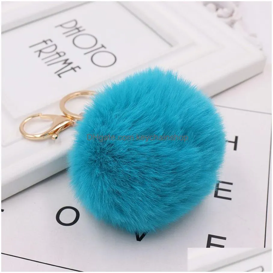 Imitation Rex Rabbit Fur P Keychain Bag Cartoon Key Rings Pendant Cone Car Hair Ball Accessories Keychains 8Cm Drop Delivery Dhpnt