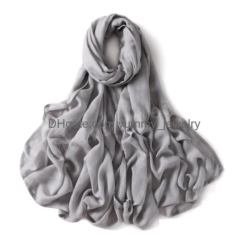 Cotton Rayon Hijabs Scarf Solid Headscarf Wraps Big Size Plain Long Shawls Muslim Women Hijab Islamic Turban Headbands Drop Delivery Dh7L8