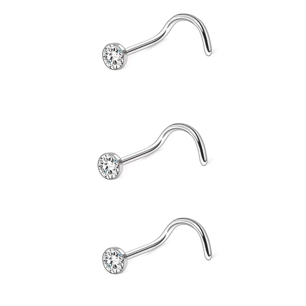 30Pcs 316 Stainless Steel L Rod S Straight Inlaid With M Rhinestone Trend Nose Stud Fashion Men And Women Wear Accessories Drop Deliv Dhgdw