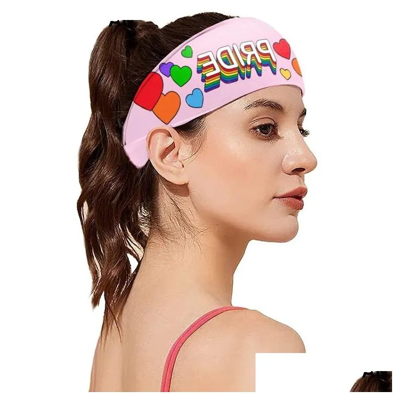 Other Festive & Party Supplies Rainbow Headband Colorf Stripes Lgbt Sweat Bands Pride Stretchy Athletic Ear Protection Head Wraps Uni Dhdfm