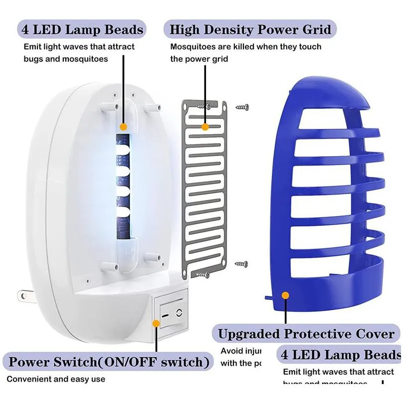 Pest Control Electric Mosquito Repellent Led Socket Fly Bug Insect Killer Trap Night Lamp Zapper Rodent Repeller Household Practical D Dh68D