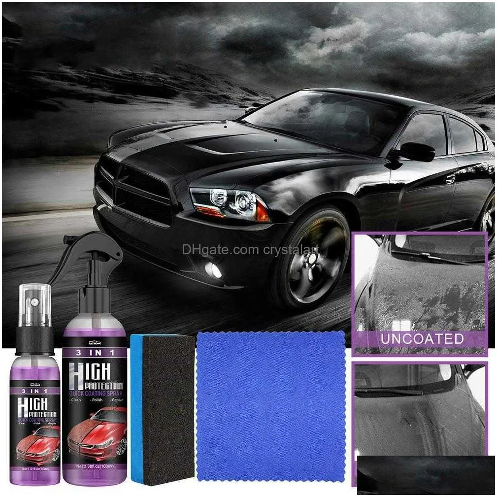 Car Cleaning Tools High Protection Ceramic Car Wash Fortify 3 In 1 Quick Coat Polish Sealer Spray Nano Coating Polishing Spraying Wax Dhqgu