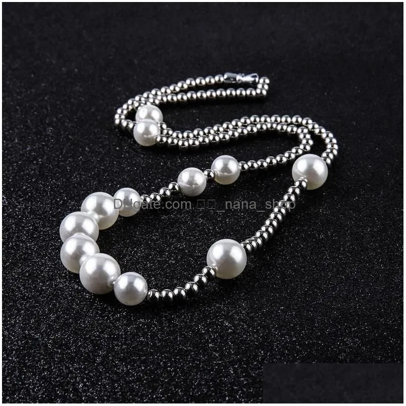 Chains Stainless Steel Peal Ball Beads Mens Choker Chain Necklace Hip Hop Rapper Jewelry Gift For Women Chains8741044 Drop Delivery Je Dhvpf