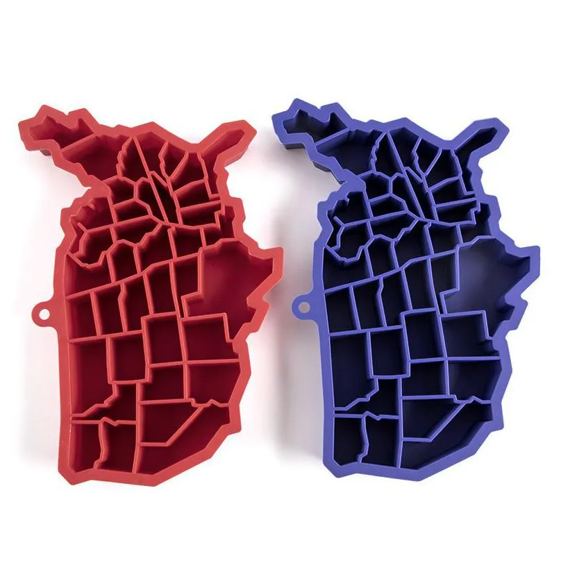 Baking Moulds Creative Sile Map Ice Cube Mold Easy Release The United States Of America Maps Tray Summer Kitchen Party Accessory Drop Dhigh