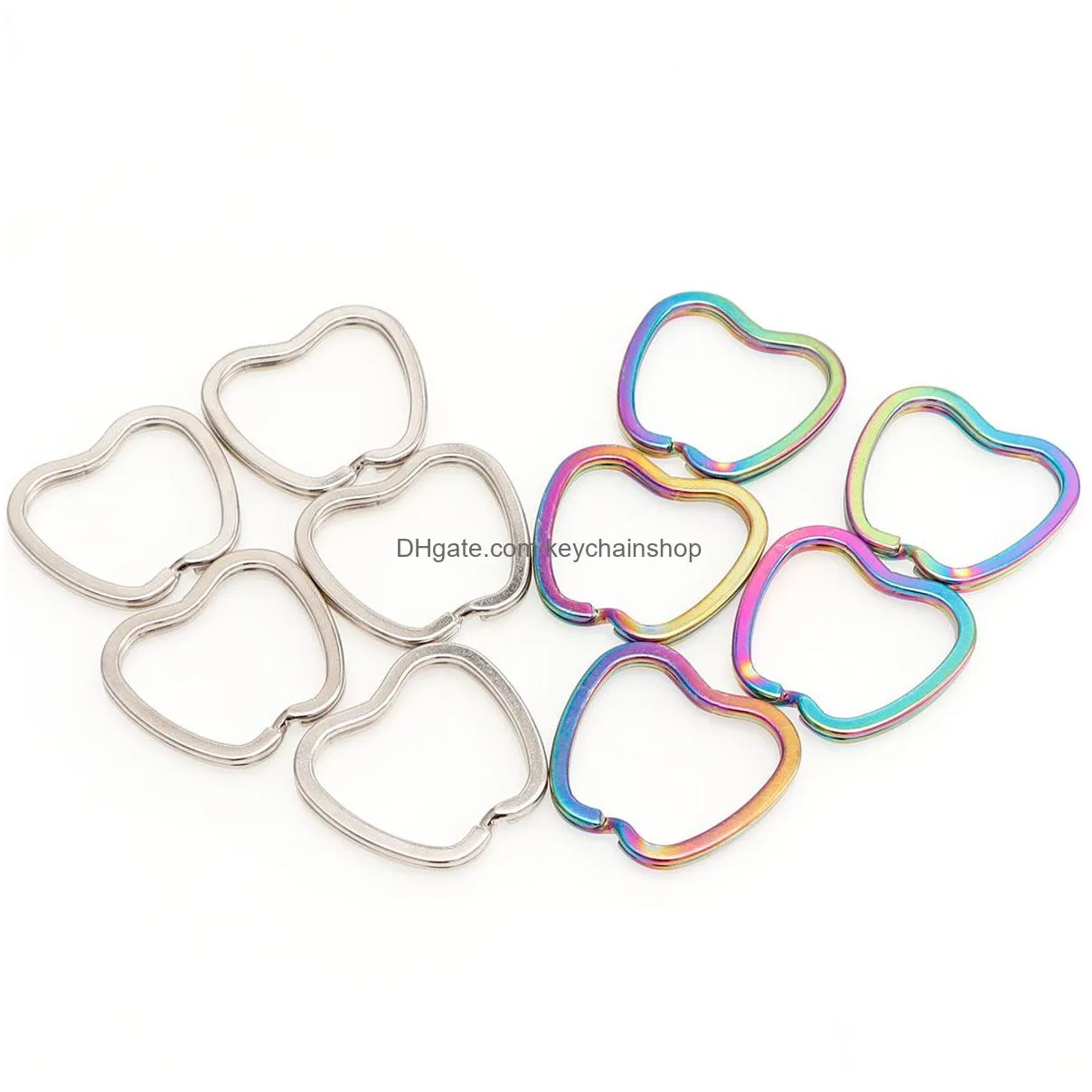 Rainbow Heart Star  Keychains Metal Key Chain Ring Split Rings Uni Keyring Keyfob Holder Accessories Diy Drop Delivery Dh1Gh