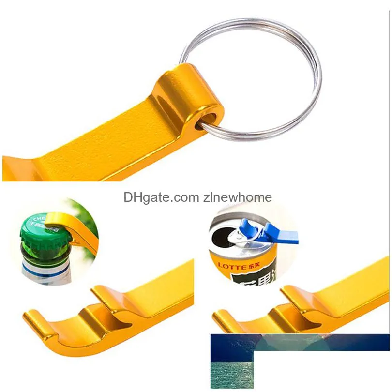 Openers 4 In 1 Bottle Opener Key Ring Chain Keyring Keychain Metal Beer Bar Tool Claw Gift Unique 3Pcs Drop Delivery Home Garden Kitch Dhh7F