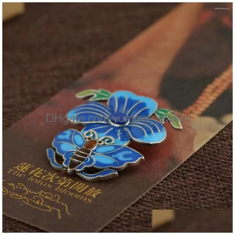 Pendant Necklaces Foyuan Sier Color Burnt Blue Phalaenopsis Flower Female Classical Butterfly Love Ethnic Drop Delivery Dhvgf