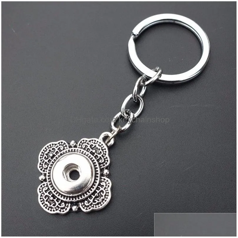 Noosa Snap Button Key Chain Vintage Sier Metal Square Keyring 18Mm Buttons Chains Jewelry Men Drop Delivery Dh0Bc