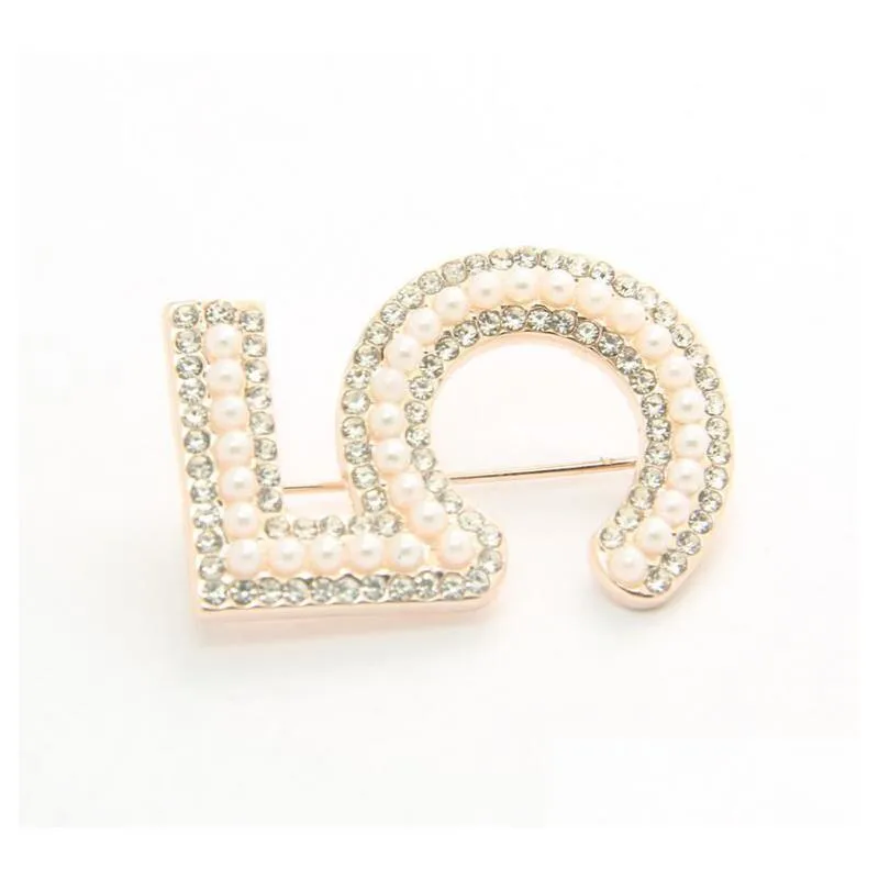 Fashion Brooches Letter 5 Fl Crystal Rhinestone Pins For Women Party Pearl Flower Number Brooch Jewelry Gift Drop Delivery Otxry