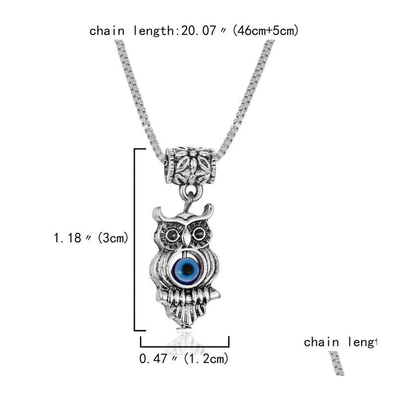 Turkish Evil Blue Eye Butterfly Turtle Owl Palm Necklace Women Men Pendant Clavicle Chain Choker Jewelry Drop Delivery Otaq7