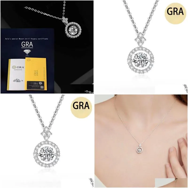 Moissanite Necklace Womens Round Beating Heart 925 Sier Light Luxury Clavicle Gift For Drop Delivery Dhzak