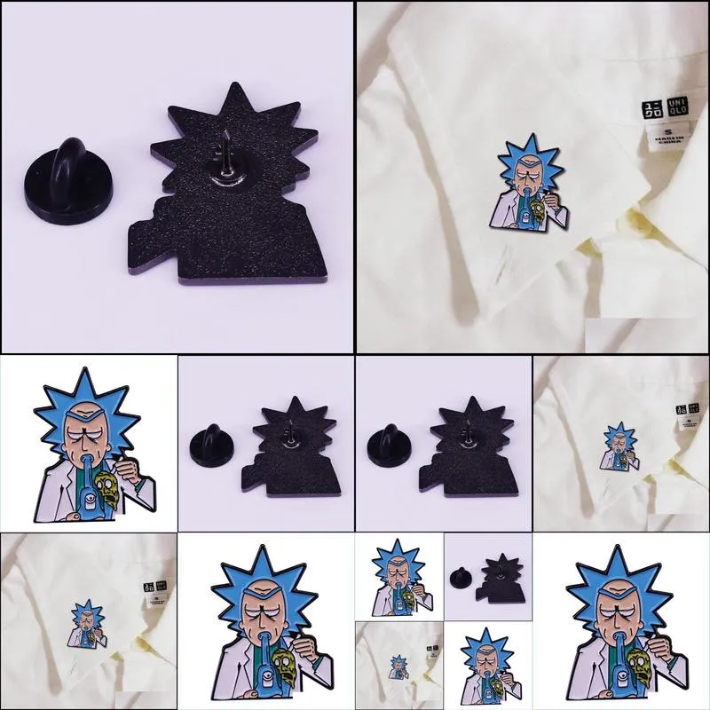 Cartoon Accessories Mad Scientist Rick Smoking Dab Rig Enamel Pin Aesthetic Brooch Mtiverse Adt Cartoon Tv Show Drop Delivery Baby, Ki Dhftl