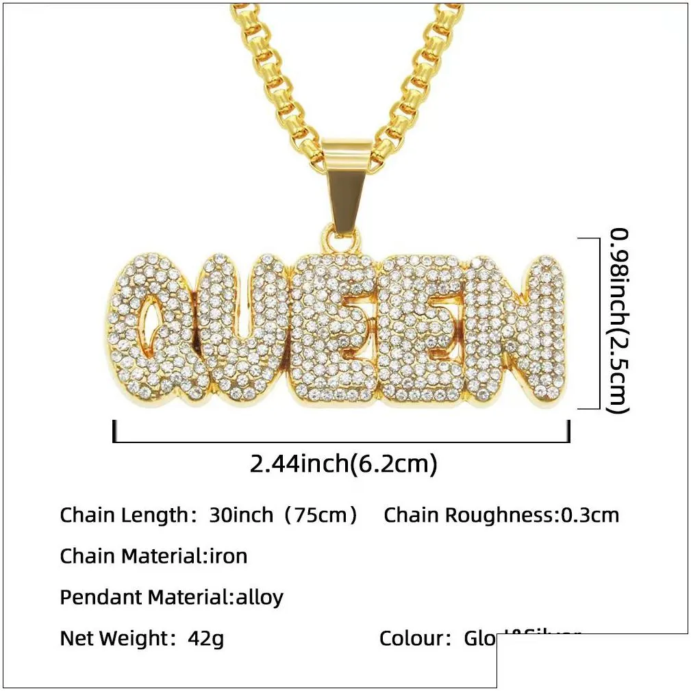 Alloy Pendant With Rhinestone Big  Cuban Chain Choker Necklace Fashion Hip Hop Men Jewelry Letter Figurenecklaces Drop Delivery Dh9Ko