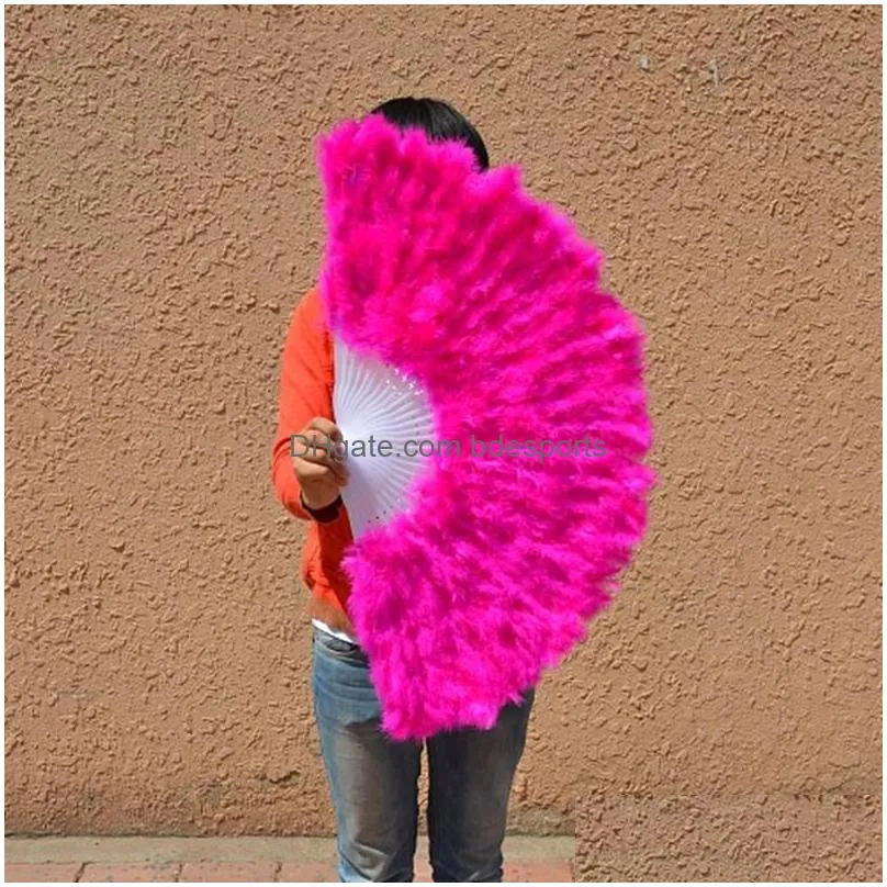 Party Favor Factory Direct S White Ladies Folded Turkey Feather Hand Fan Whole Handmade Fans For Dance Wedding Decoration 5309925 Dro Dhin9
