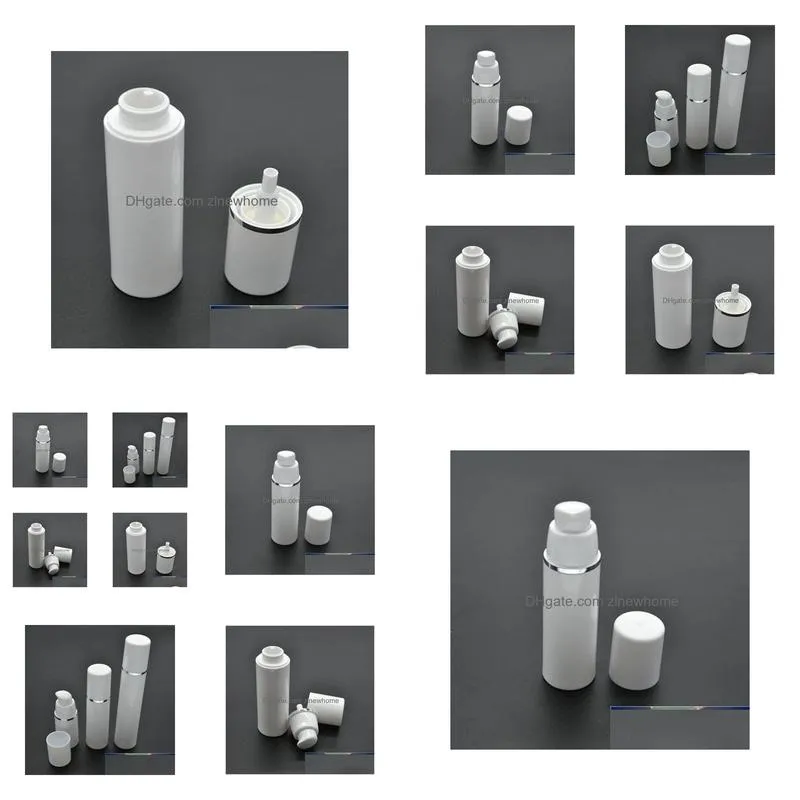 Packing Bottles Wholesale 10Pcs/Lot 15Ml 30M 50Ml Empty Plastic Cosmetic Bottle Travel Liquid Bottles White Airless Pump Vacuum Toilet Dhr2T