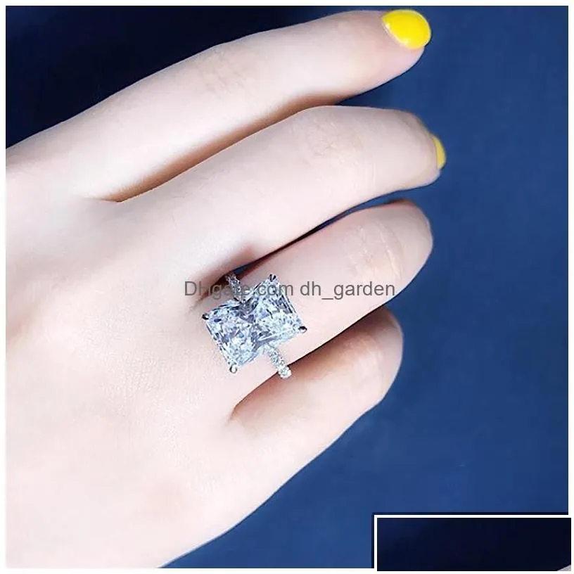 Band Rings Radiant Cut 3Ct Lab Diamond Ring 925 Sterling Sier Bijou Engagement For Women Bridal Party Jewelry 885 Q2 Dhgarden Dh5Fr