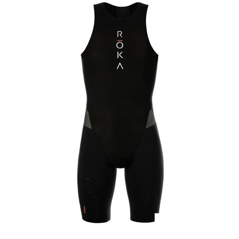 mens tracksuits mens roka triathlon sleeveless swimming and running sportswear bodysuit outdoor tights skin suit 220914 drop delivery