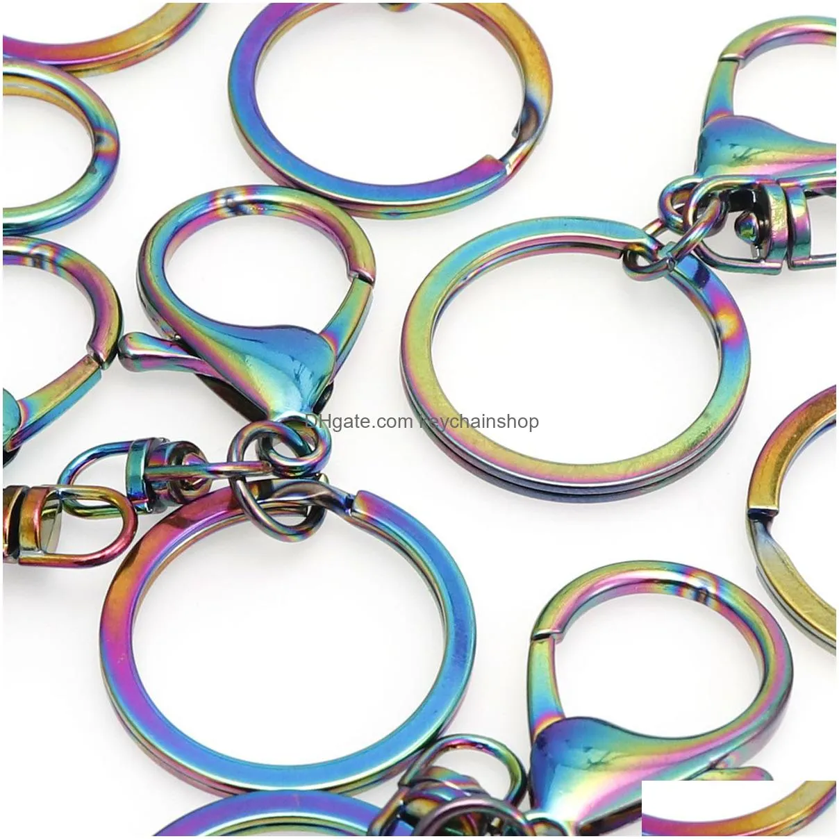 Chromatic Rainbow Keychains Metal Key Chain Ring Split Rings Uni Keyring Holder Accessories Drop Delivery Dhjld