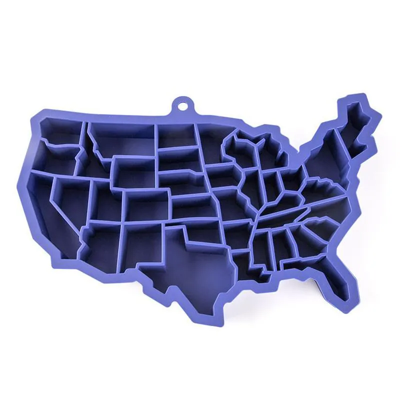 Baking Moulds 4Th Of Jy Ice Cube Mold Creative American Map Food-Grade Sile Tray Easy Release The United States America Drop Delivery Dhpsq