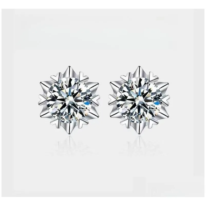 0.5-1Ct Moisanne Snowflake Earrings 925 Sier Temperament Engagement Wedding Anniversary Gift For Ladies Drop Delivery Dhflq