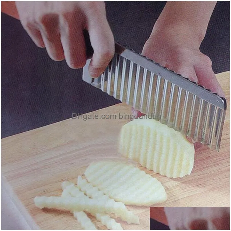 Other Kitchen Tools 400Pcs Vegetable Cutter Stainless Steel Potato Wavy Edged Knife Fruit Peeler Cooking Drop Delivery Home Garden Kit Dhsl8