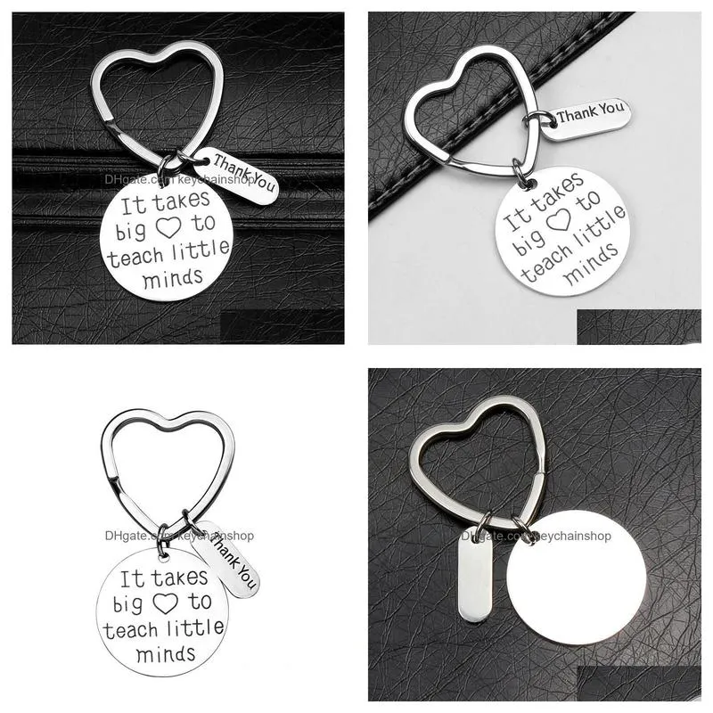 Stainless Steel Thank You Keychains Metal Heart Key Chain Ring Rings Uni Keyring Holder Accessories For Women Men Drop Delivery Dhlae