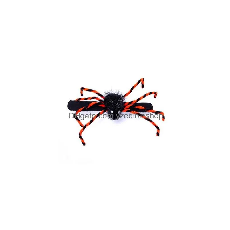 Party Decoration Halloween Decorations Spiders Clap Bracelet Hallow Scary Party Headband Brooches Diy Decoration Pendant Ornaments Kid Dhpez