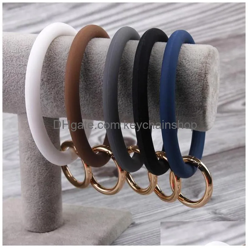 New Sile Solid Color O Keychain Wristlet Circle Cute Key Ring Wrist Strap Wholesale For Drop Delivery Dhxdc