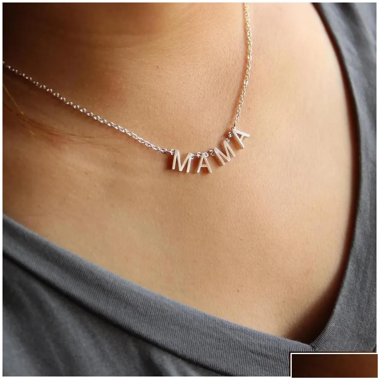 Pendant Necklaces Fashion Dainty Copper Mama Chokder Necklace Jewelry For Women Mothers Day Gift Drop Delivery Pendants Dhaqx