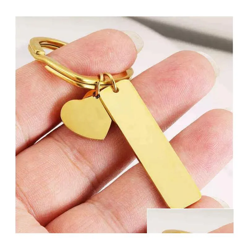 Keychains & Lanyards Stainless Steel Heart Keyring Couple Friendship Keychain Blanks For Engrave Diy Key Chains Drop Delivery Fashion Dhbfq